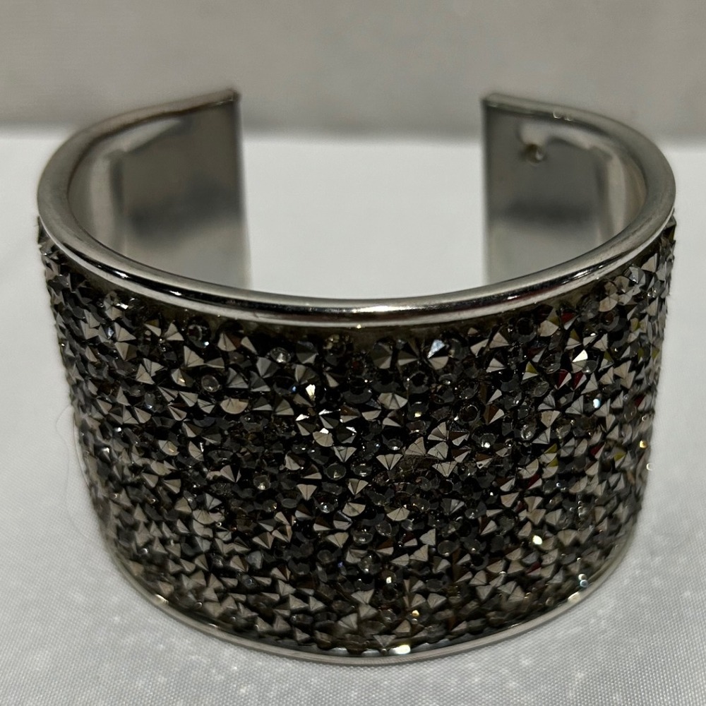 Wide Chunky Cuff Bracelet Silver‎ Tone Sparkly Statement Bangle Jewelry wedding
